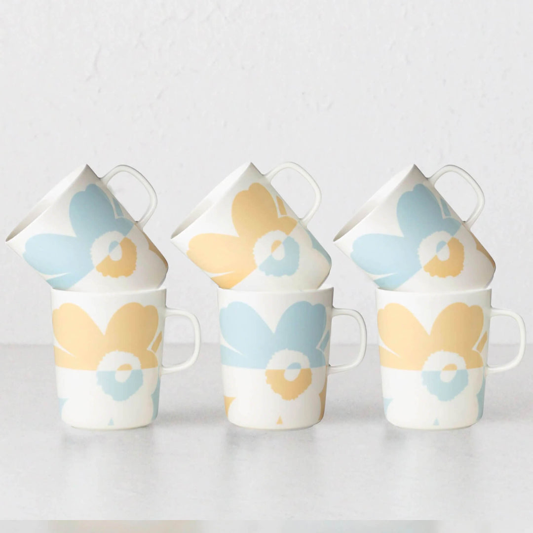 MARIMEKKO | SUUR UNIKKO MUG 2.5DL BUNDLE | BOXED LIMITED EDITION | BEIGE + AQUA | BUNDLE X6