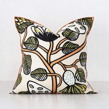 MARIMEKKO  |  TIARA CUSHION  |  50X50CM  |  SAND + WARM ORANGE + GREEN