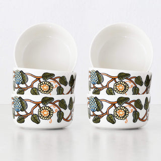 MARIMEKKO  |  TIARA OIVA BOWL 5DL BUNDLE X6 |  WHITE + WARM ORANGE + GREEN