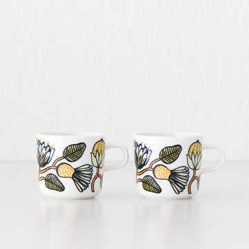 MARIMEKKO  |  TIARA OIVA MUG 2DL BUNDLE X2 |  WHITE + WARM ORANGE + GREEN
