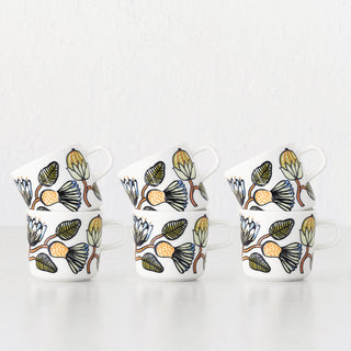 MARIMEKKO  |  TIARA OIVA MUG 2DL BUNDLE X6 |  WHITE + WARM ORANGE + GREEN