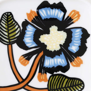 MARIMEKKO  |  TIARA OIVA SQUARE PLATE 10CM |  WHITE + WARM ORANGE + GREEN