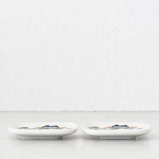 MARIMEKKO  |  TIARA OIVA SQUARE PLATE 10CM BUNDLE |  WHITE + WARM ORANGE + GREEN