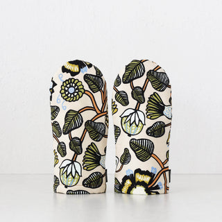 MARIMEKKO  |  TIARA OVEN MITTEN BUNDLE X2 |  SAND + WARM ORANGE + GREEN
