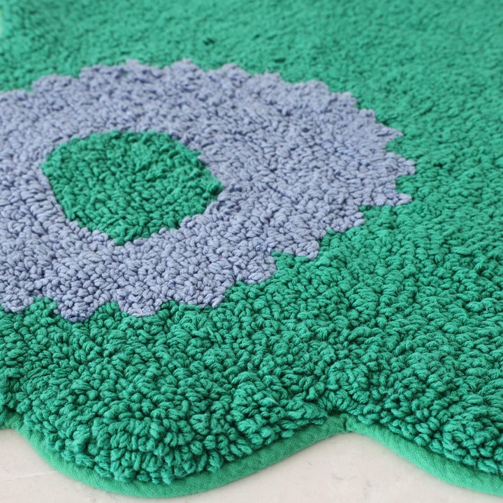 MARIMEKKO  |  UNIKKO BATH  MAT  |  73CM X 74CM  |  EMERALD GREEN + BLUE