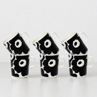 MARIMEKKO | UNIKKO COFFEE MUG 2.5DL | BLACK + WHITE | BUNDLE X6