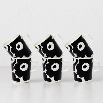 MARIMEKKO | UNIKKO COFFEE MUG 2.5DL | BLACK + WHITE | BUNDLE X6