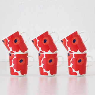 MARIMEKKO | UNIKKO COFFEE MUG 2.5DL | RED + WHITE | BUNDLE X6