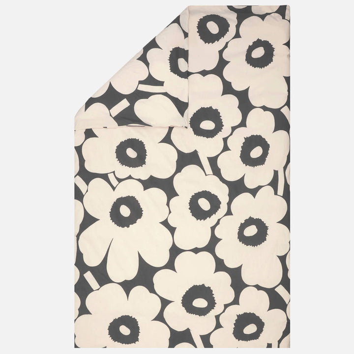 MARIMEKKO BED BUNDLE  |  UNIKKO DUVET QUILT COVER + 2 PILLOWCASES  |  CHARCOAL + OFF WHITE