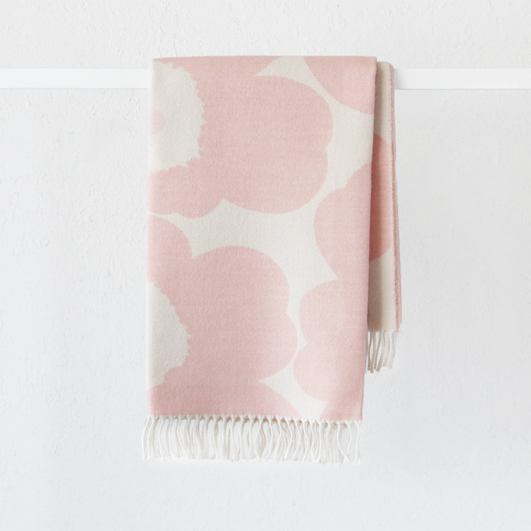 MARIMEKKO  |  UNIKKO JACQUARD WOOL THROW  |  130 X 180CM  |  PINK