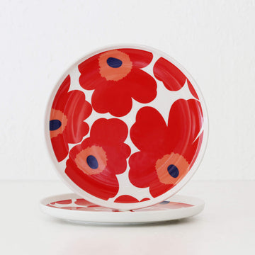 MARIMEKKO  |  UNIKKO OIVA PLATE 20CM BUNDLE X2  |  WHITE + RED + BLUE