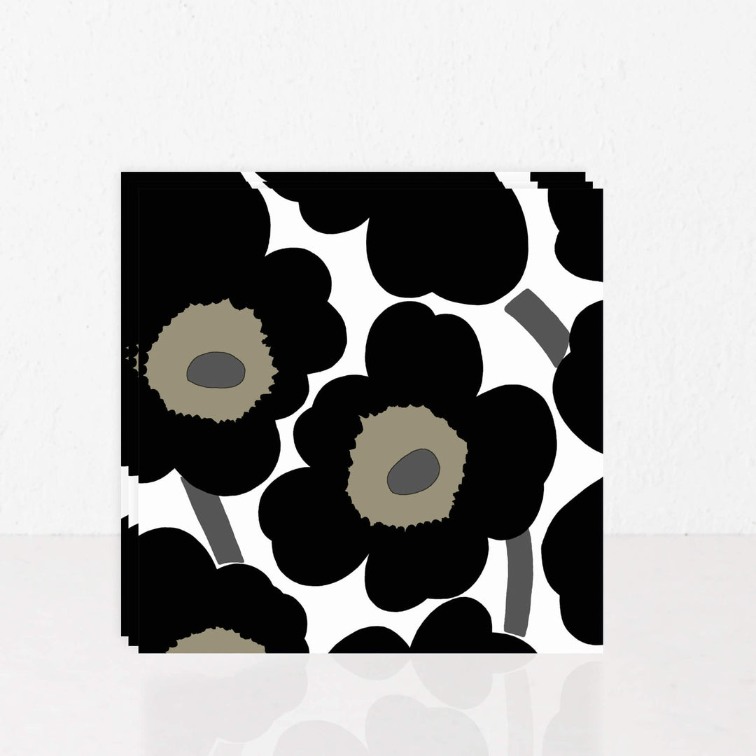 MARIMEKKO | UNIKKO PAPER NAPKINS | BLACK + WHITE + OLIVE