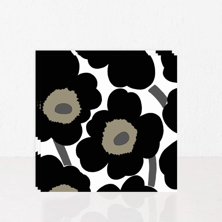 MARIMEKKO | UNIKKO PAPER NAPKINS | BLACK + WHITE + OLIVE