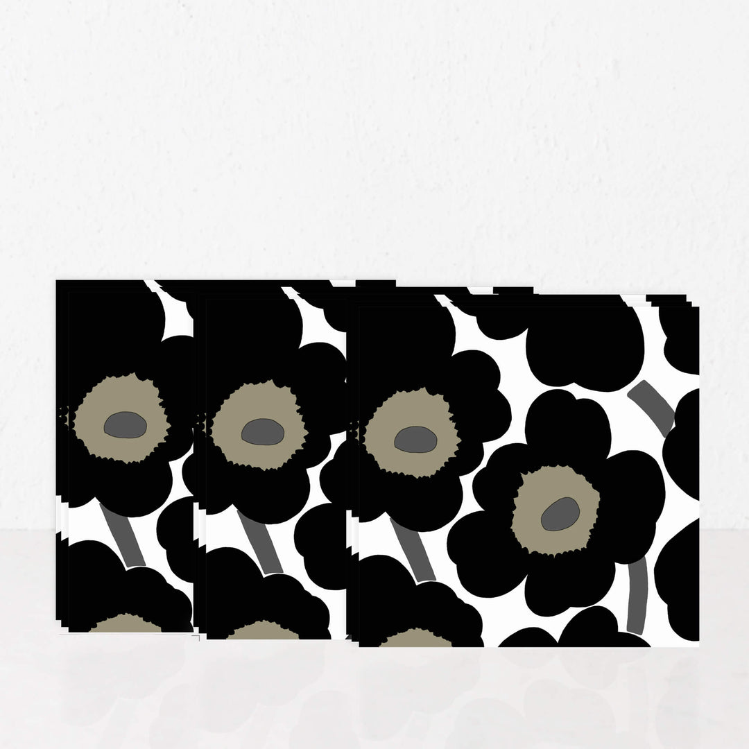 MARIMEKKO | UNIKKO PAPER NAPKINS | BLACK + WHITE + OLIVE | BUNDLEx3