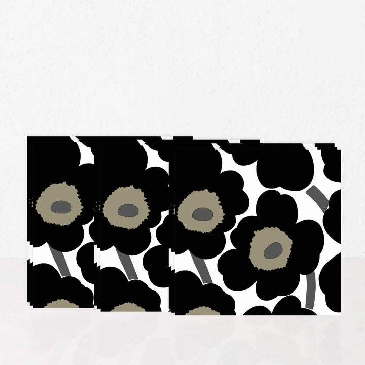 MARIMEKKO | UNIKKO PAPER NAPKINS | BLACK + WHITE + OLIVE | BUNDLEx3
