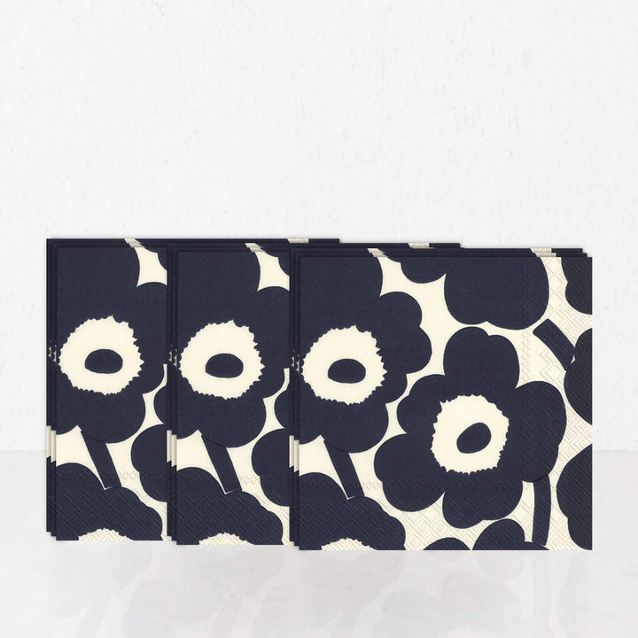 MARIMEKKO  |  UNIKKO PAPER NAPKINS  |  DARK BLUE + COTTON | BUNDLEx3
