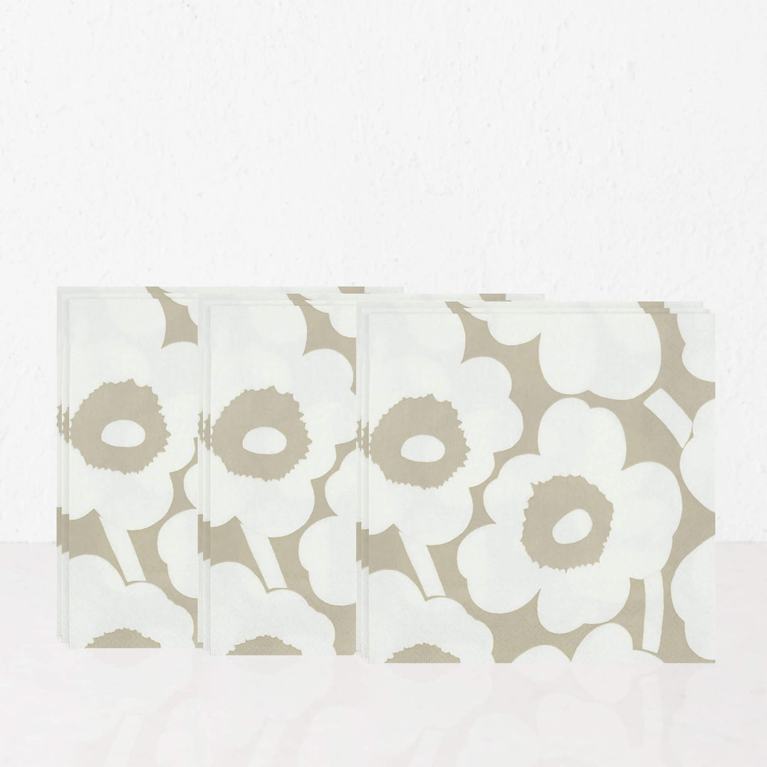 MARIMEKKO  |  UNIKKO PAPER NAPKINS  |  LINEN + WHITE | BUNDLEx3