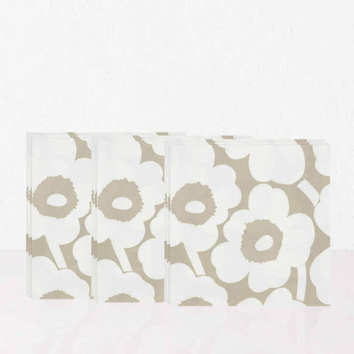 MARIMEKKO  |  UNIKKO PAPER NAPKINS  |  LINEN + WHITE | BUNDLEx3