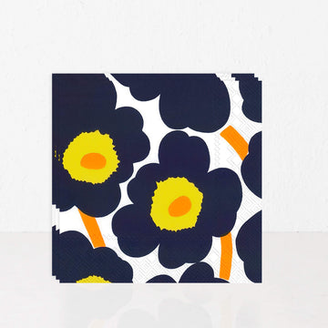 MARIMEKKO  |  UNIKKO PAPER NAPKINS  | NAVY + YELLOW + ORANGE