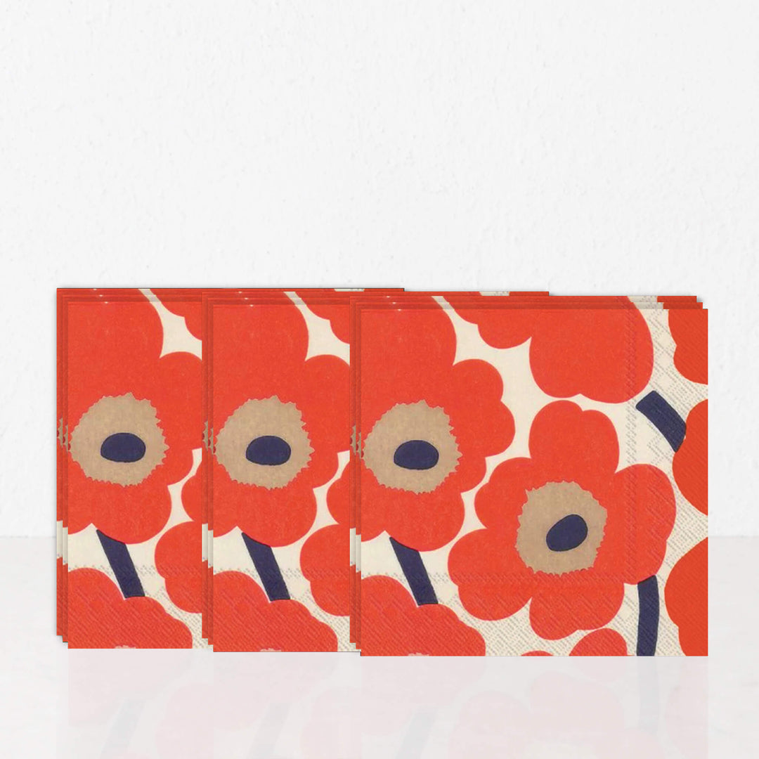 MARIMEKKO  |  UNIKKO PAPER NAPKINS  |  ORANGE + BEIGE + LINEN