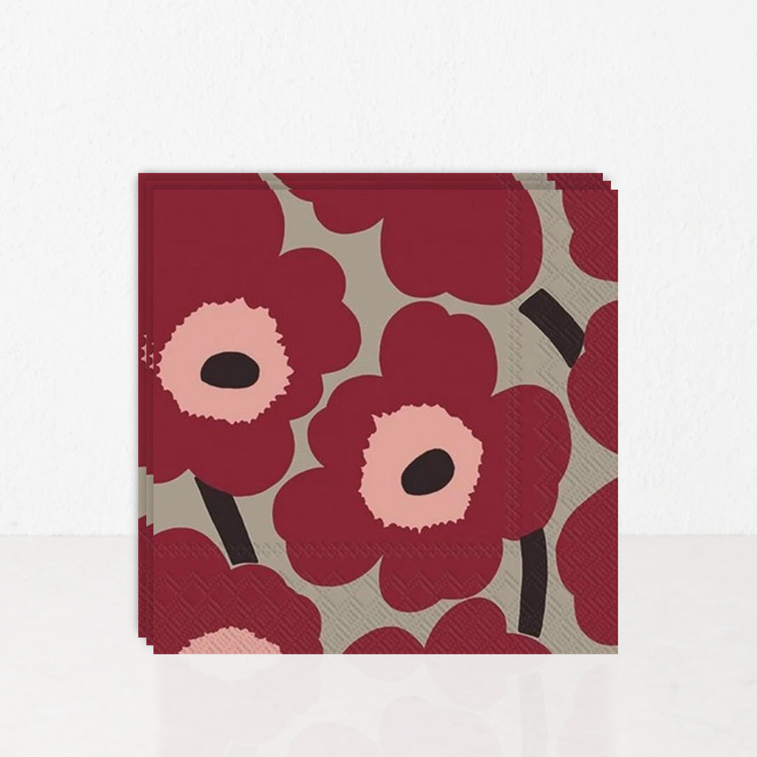 MARIMEKKO  |  UNIKKO PAPER NAPKINS  |  RED LINEN