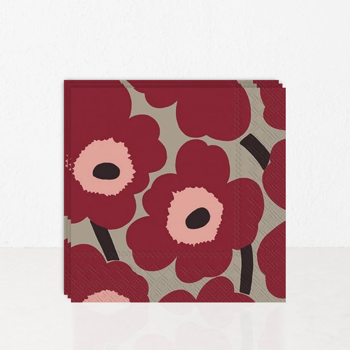 MARIMEKKO  |  UNIKKO PAPER NAPKINS  |  RED LINEN
