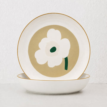 MARIMEKKO  |  UNIKKO OIVA DEEP PLATE 20.5CM BUNDLE X2  |  WHITE + BEIGE + SAND + GREEN