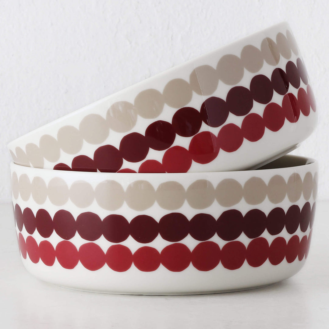 MARIMEKKO  |  RASYMATTO SERVING BOWL 1.5L BUNDLE X2  |  RED + BEIGE