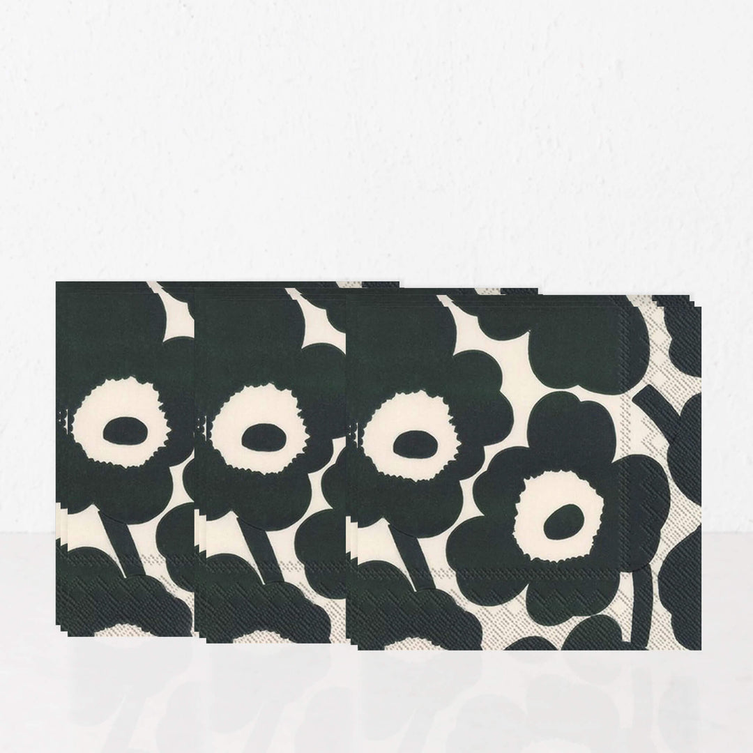 MARIMEKKO  |  UNIKKO PAPER NAPKINS  |  CREAM + DARK GREEN