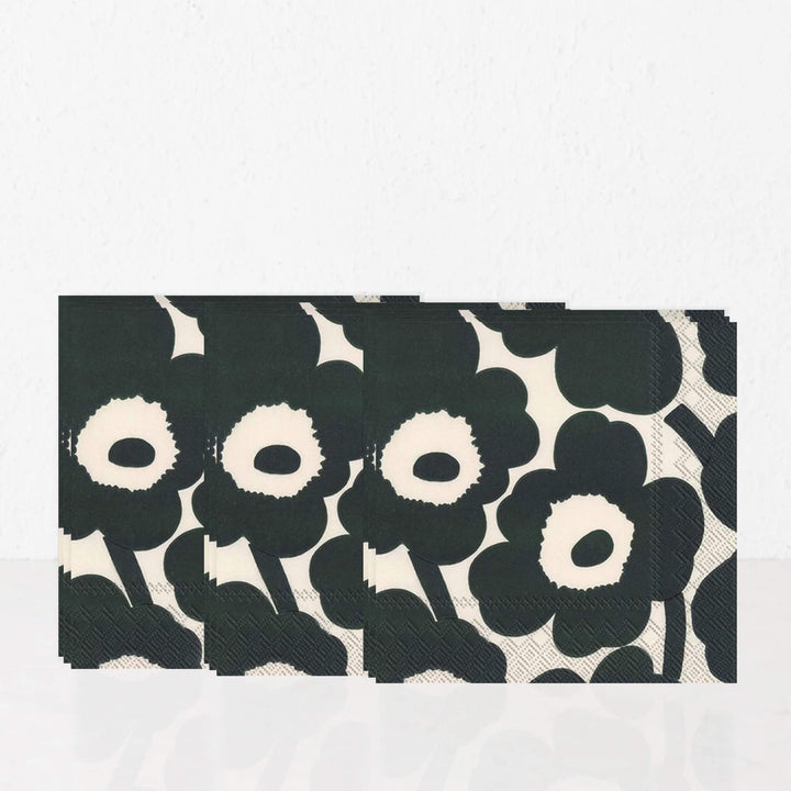 MARIMEKKO  |  UNIKKO PAPER NAPKINS  |  CREAM + DARK GREEN