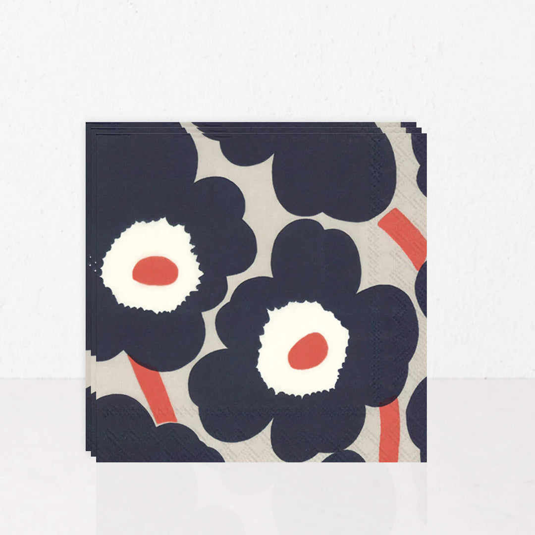 MARIMEKKO  |  UNIKKO PAPER NAPKINS  |  NAVY + ORANGE + LINEN