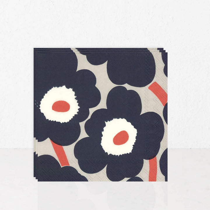 MARIMEKKO  |  UNIKKO PAPER NAPKINS  |  NAVY + ORANGE + LINEN