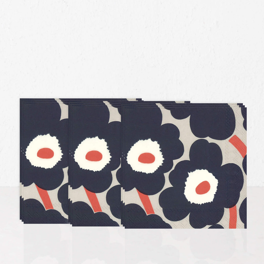 MARIMEKKO  |  UNIKKO PAPER NAPKINS  |  NAVY + ORANGE + LINEN