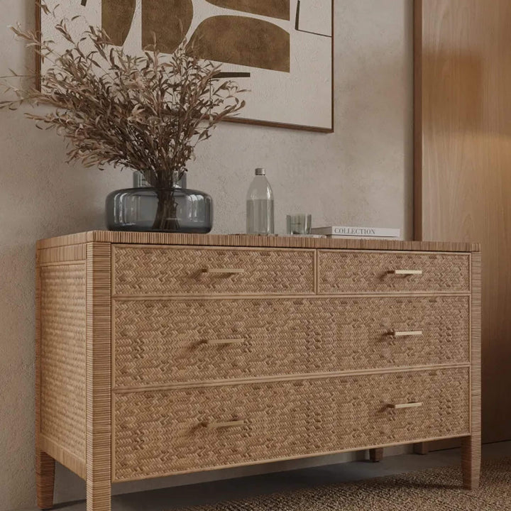 MARIMEKKO___URNA_GLASS_VASE___SMOKE_GREY_SAN_AUGUSTINE_RATTAN_HERRING_WEAVE___CHEST_OF_DRAWERS___NATURAL_RATTAN_4