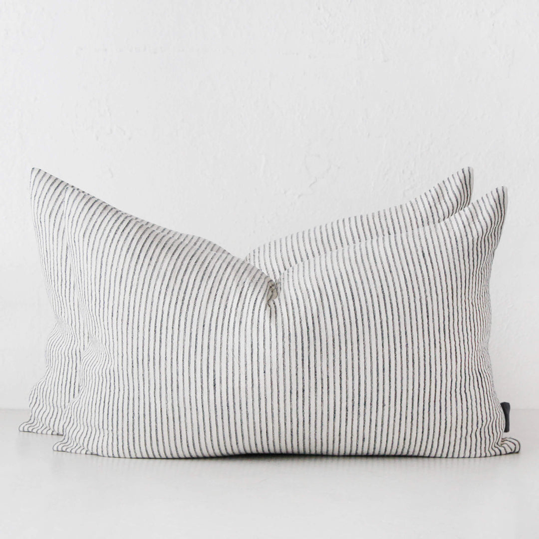 MARINA STRIPE CUSHION BUNDLE X2  |  40 X 60  |  WHITE + INK STRIPE