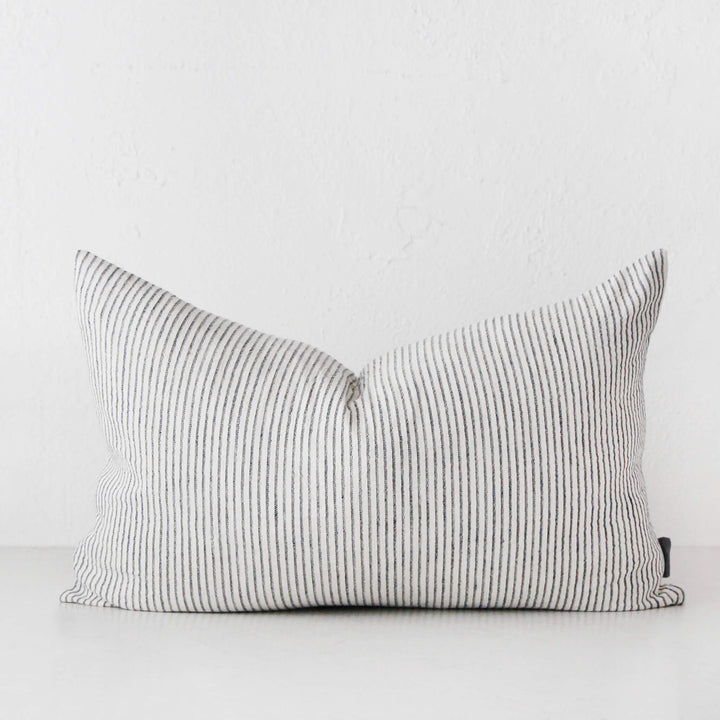 MARINA STRIPE CUSHION  |  WHITE + INK  |  40X60