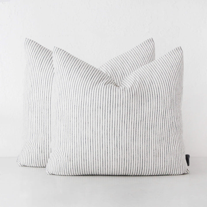 MARINA STRIPE CUSHION BUNDLE X2  |  50 x 50  |  WHITE + INK STRIPE