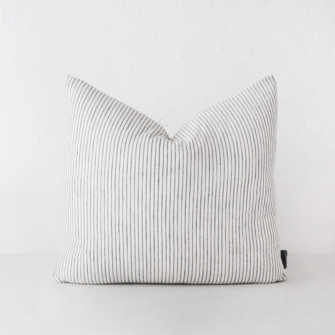 MARINA STRIPE CUSHION  |  WHITE + INK  |  50X50