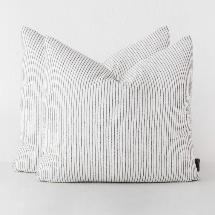 MARINA STRIPE CUSHION BUNDLE X2  |  60 x 60  |  WHITE + INK STRIPE