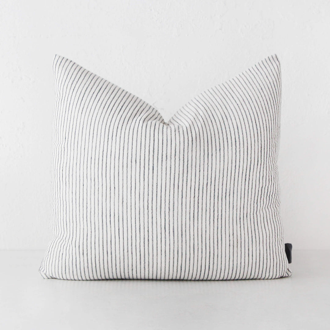 MARINA STRIPE CUSHION  |  WHITE + INK  |  60X60