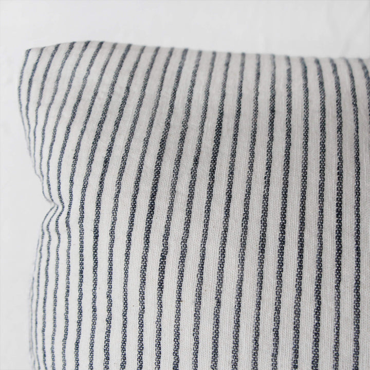 MARINA STRIPE CUSHION  |  WHITE + INK