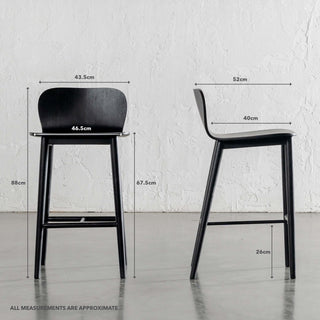 MARKOS BAR CHAIR | BLACK GRAIN | MEASUREMENTS