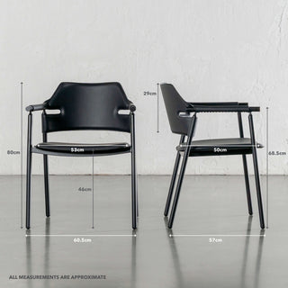 MARTANA VEGAN LEATHER DINING CHAIR  |  NOIR BLACK | MEASUREMENTS