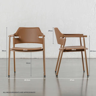 MARTANA VEGAN LEATHER DINING CHAIR  |  SADDLE TAN | MEASUREMENTS