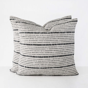 MARZANO HAND WOVEN CUSHION BUNDLE X2  |  50X50CM  |  NATURAL + BLACK STRIPE