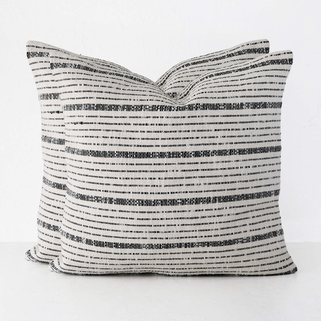 MARZANO HAND WOVEN CUSHION BUNDLE X2  |  60X60CM  |  NATURAL + BLACK STRIPE