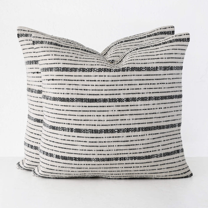 MARZANO HAND WOVEN CUSHION BUNDLE X2  |  60X60CM  |  NATURAL + BLACK STRIPE