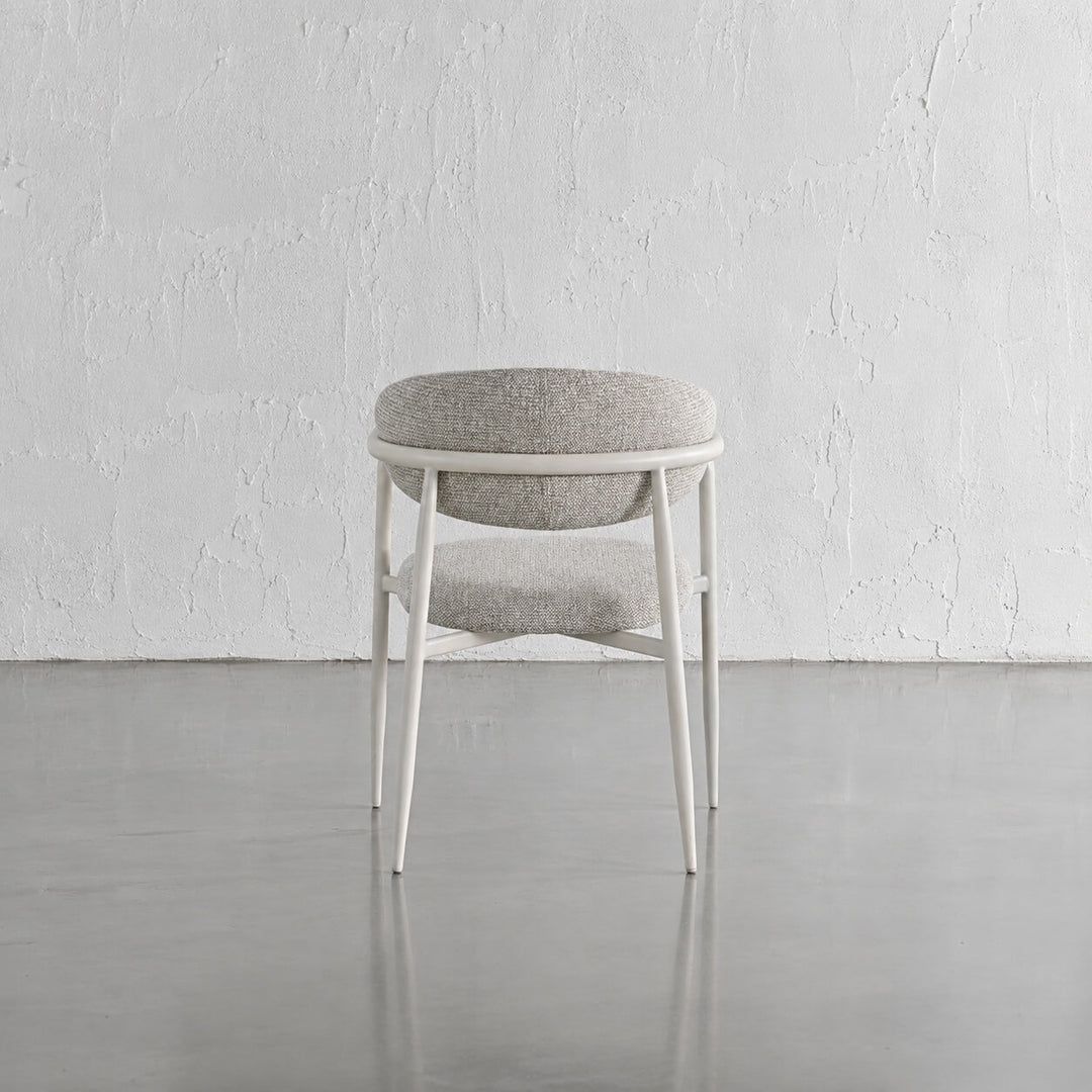 MAUBEC FABRIC DINING CHAIR  |  FLAX ROYALE + WHITE FRAME
