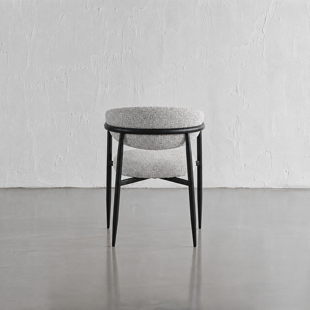 MAUBEC FABRIC DINING CHAIR  |  FOG HAZE + BLACK FRAME