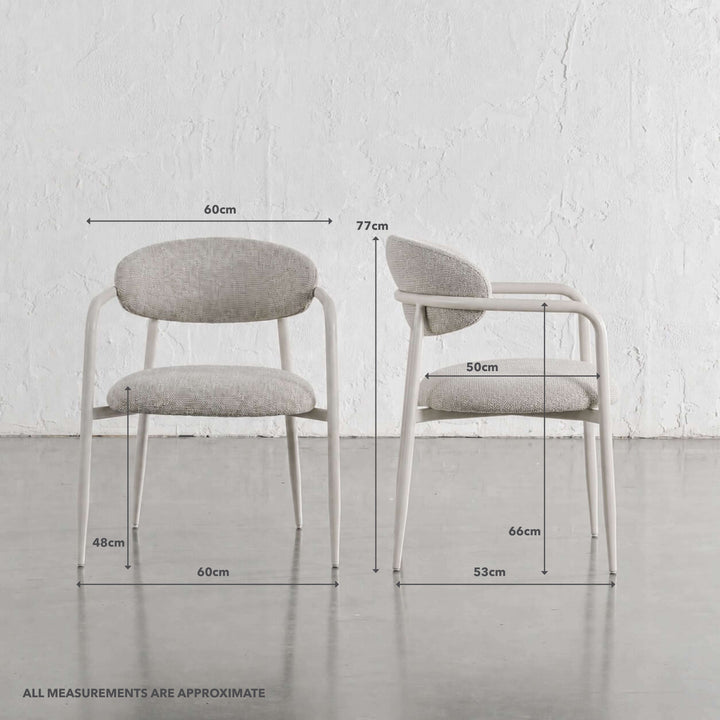MAUBEC FABRIC DINING CHAIR  |  FLAX ROYALE + WHITE  FRAME